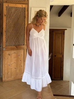 Dresses & Skirts>Djerf Avenue Airy Poplin Midi Dress White