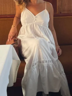 Dresses & Skirts>Djerf Avenue Airy Poplin Midi Dress White