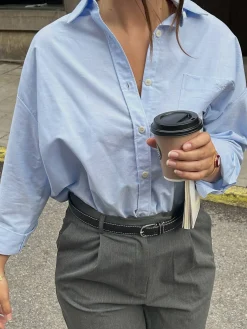 Shirts & Blouses|Sets>Djerf Avenue Breezy Shirt Blue
