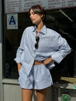 Shorts>Djerf Avenue Breezy Short Shorts Blue Stripe