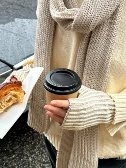Knitwear|Scarves>Djerf Avenue Contrast Scarf Beige