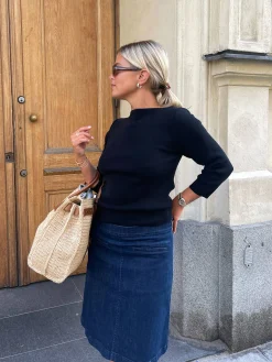 Dresses & Skirts>Djerf Avenue Denim A-line Skirt Midnight Blue
