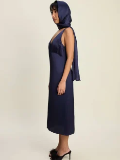 Dresses & Skirts>Djerf Avenue Evening Midi Dress Midnight Blue