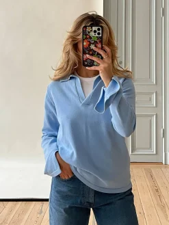 Sweaters|Knitwear>Djerf Avenue Getaway Top Blue