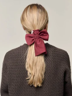 Lounge Accessories|Headbands & Hair Accessories>Djerf Avenue Go Slow Bow Scrunchie Burgundy