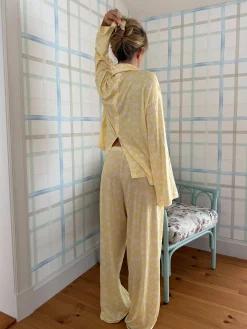 Pjs>Djerf Avenue Go Slow Pants Lemon Cake