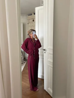 Pjs>Djerf Avenue Go Slow PJ Shirt Burgundy
