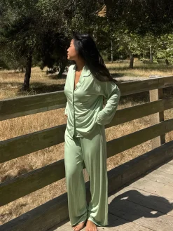 Pjs>Djerf Avenue Go Slow PJ Shirt Pistachio