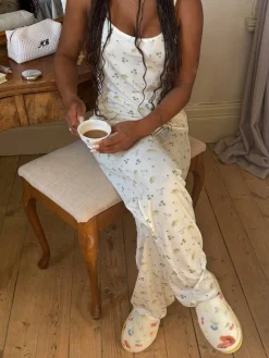 Pjs>Djerf Avenue Go Slow Strap Top Marula Bloom