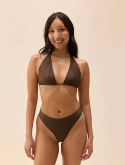 Swimwear>Djerf Avenue Halterneck Bikini Top Cocoa
