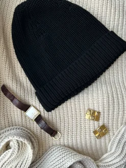 Hats & Caps|Headbands & Hair Accessories>Djerf Avenue Knitted Beanie Black