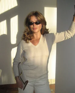 T-Shirts & Tops|Knitwear>Djerf Avenue Knitted Long Sleeve Top Taupe