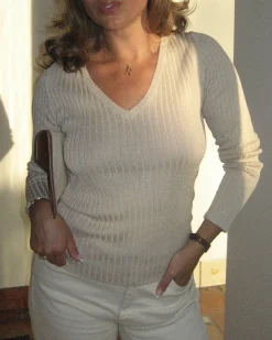 T-Shirts & Tops|Knitwear>Djerf Avenue Knitted Long Sleeve Top Taupe