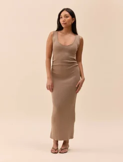 Dresses & Skirts|Knitwear>Djerf Avenue Knitted Tank Dress Taupe