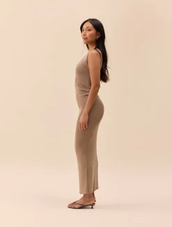 Dresses & Skirts|Knitwear>Djerf Avenue Knitted Tank Dress Taupe