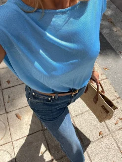 T-Shirts & Tops>Djerf Avenue Lazuli Top Blue