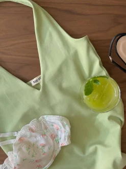 T-Shirts & Tops>Djerf Avenue Peridot Halterneck Top Green
