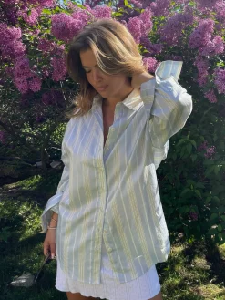 Shirts & Blouses>Djerf Avenue Poplin Classic Shirt Slushy Stripe