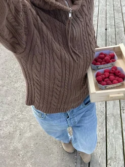Sweaters|Knitwear>Djerf Avenue Ready Set Go Cardigan Brown