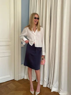 Dresses & Skirts>Djerf Avenue Satin A-lined Skirt Anthracite