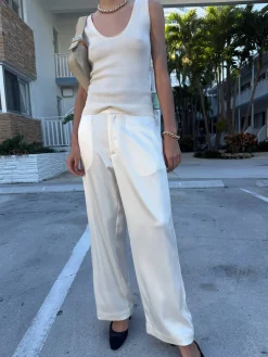 Pants>Djerf Avenue Satin Pants Ivory - Tall