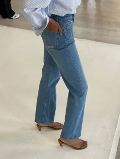 Jeans>Djerf Avenue Straight Jeans Mid Blue