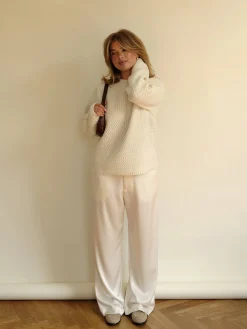 Sweaters|Knitwear>Djerf Avenue Structured Wool Sweater Cream