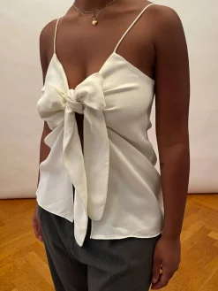 T-Shirts & Tops>Djerf Avenue Tie Tank Top Cloud