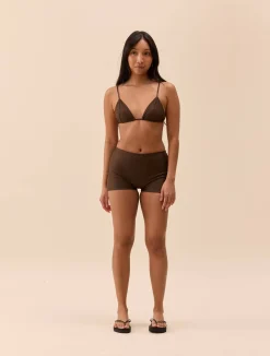 Swimwear>Djerf Avenue Triangle Bikini Top Cocoa