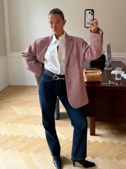 Blazers & Jackets>Djerf Avenue Weekend Blazer Checked Red